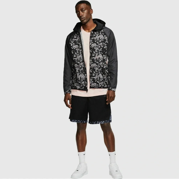 Nike Therma Exploration Black Floral Hooded Jacket Full Zip XL Rare HTF - Picture 1 of 16